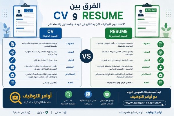 الفرق بين cv و resume