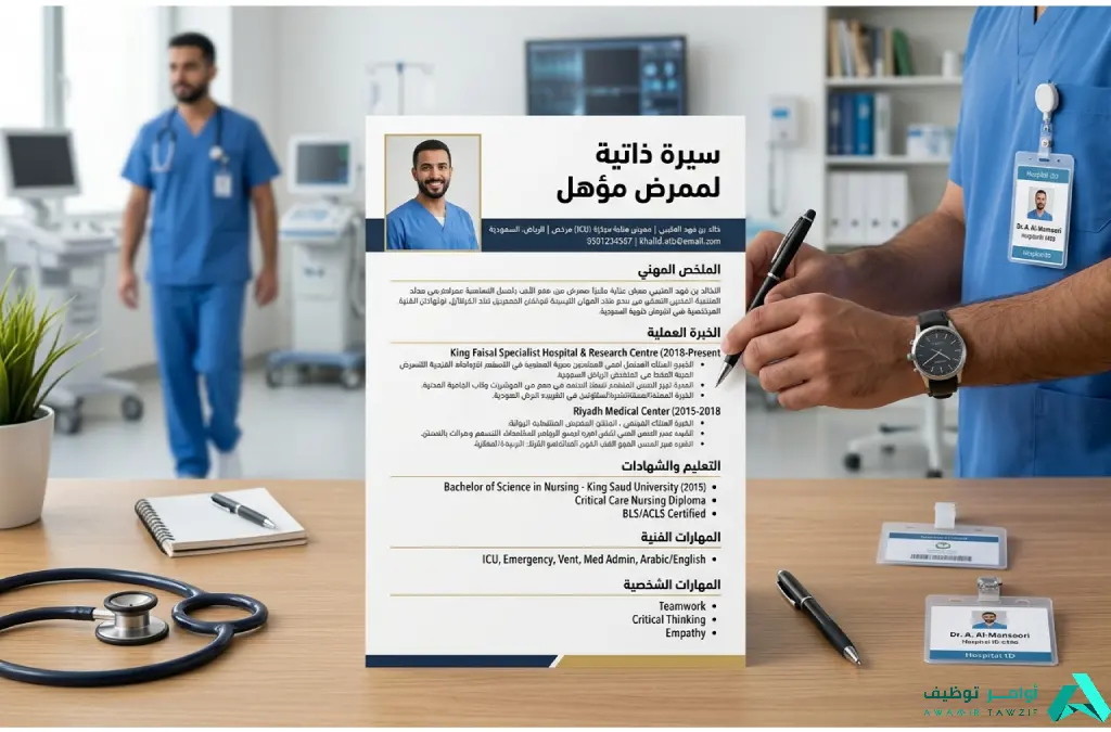 نموذج سيرة ذاتية للتمريض